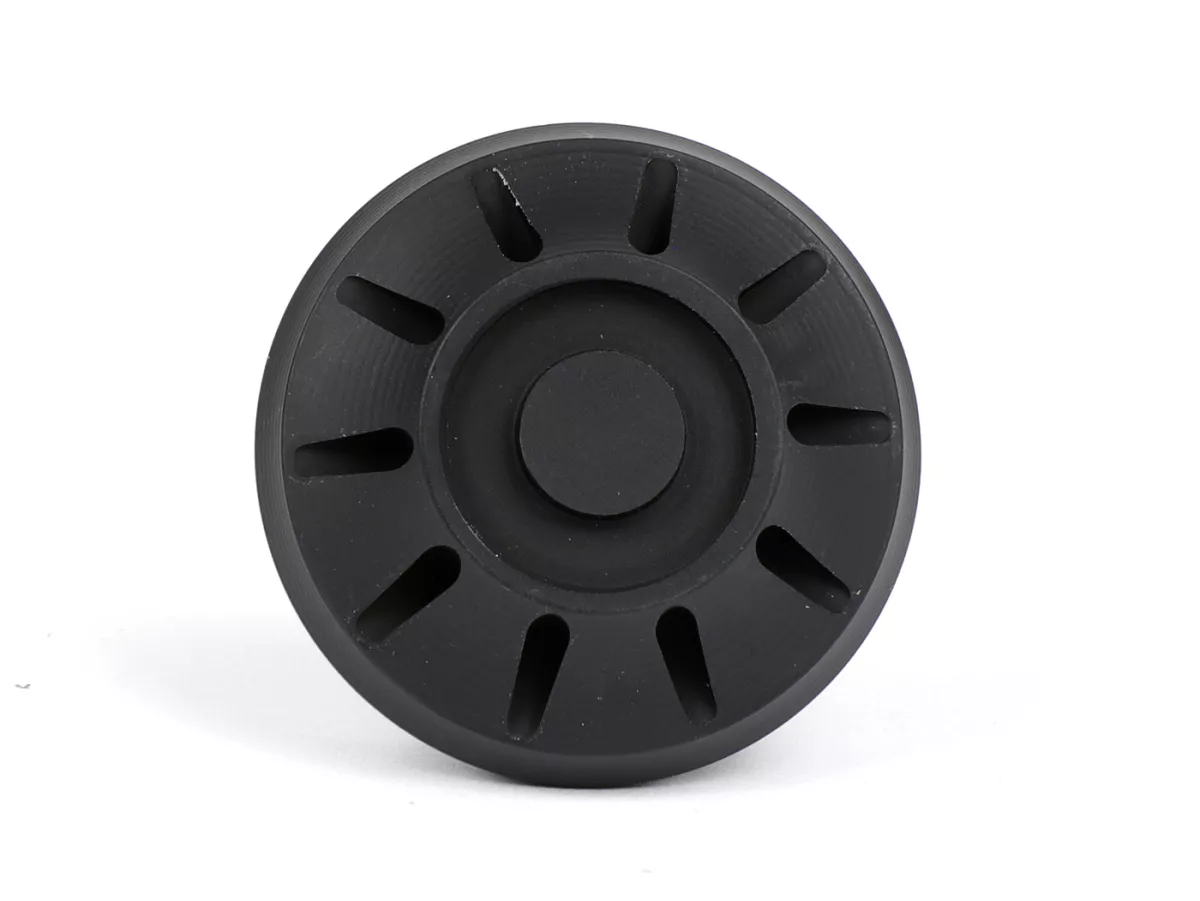 Täcklock hjulmutter / fälg Ø=35mm -MOTO NOSTRA, CNC, svart matt- Vespa PX (-1984 - bak), Rally, Sprint, TS, GT, GTR, GS160, SS180, V50 Special (V5B från 1972), V50N, SS50-90, PV125, ET3, Vespa ET2, ET4, GT, GTL, GTS, GTV, LX, LXV, S, Gilera Fuoc