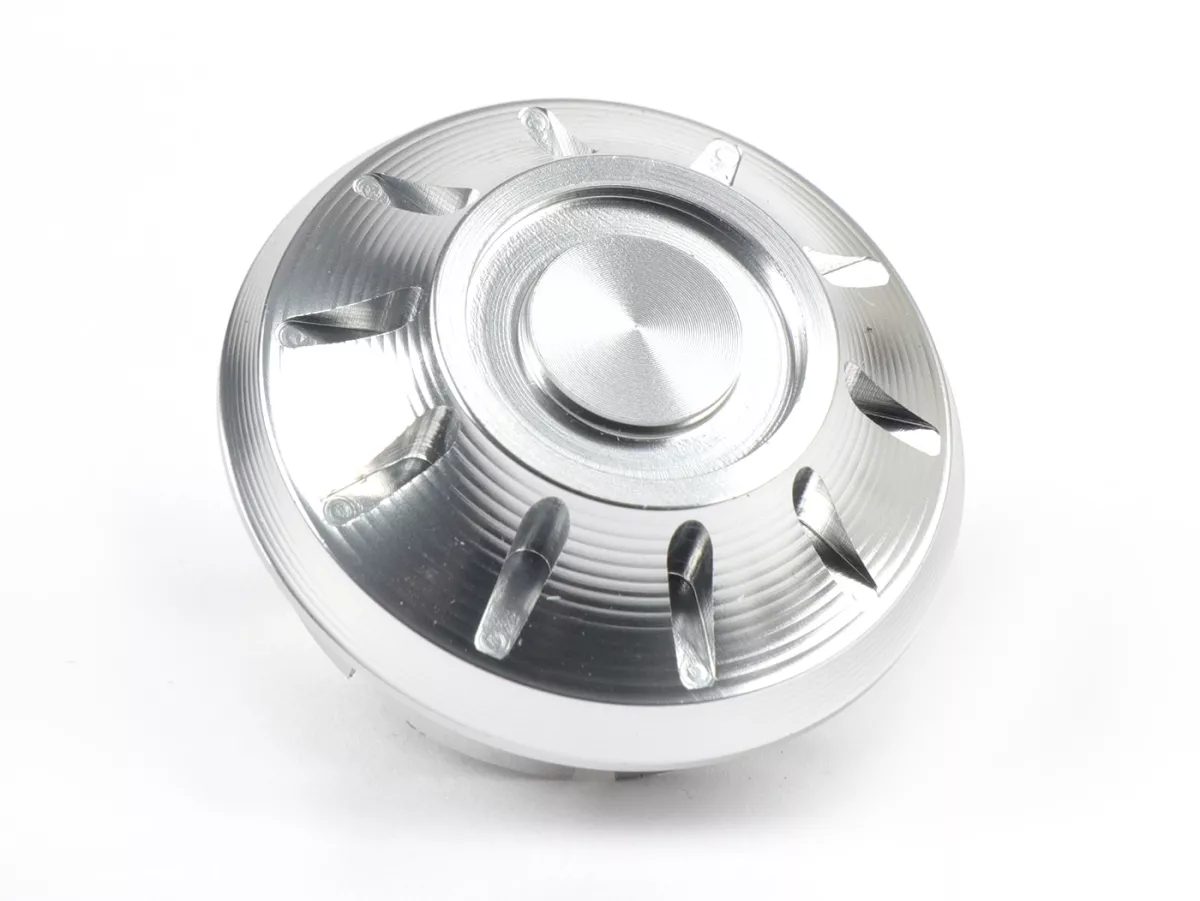 Afdekkap wielmoer / velg Ø=35mm -MOTO NOSTRA, CNC, zilver- Vespa PX (-1984 - achter), Rally, Sprint, TS, GT, GTR, GS160, SS180, V50 Special (V5B vanaf 1972), V50N, SS50-90, PV125, ET3, Vespa ET2, ET4, GT, GTL, GTS, GTV, LX, LXV, S, Gilera Fuoco, Pi