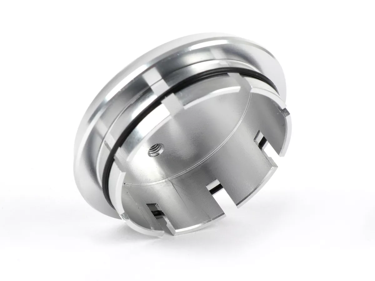Afdekkap wielmoer / velg Ø=35mm -MOTO NOSTRA, CNC, zilver- Vespa PX (-1984 - achter), Rally, Sprint, TS, GT, GTR, GS160, SS180, V50 Special (V5B vanaf 1972), V50N, SS50-90, PV125, ET3, Vespa ET2, ET4, GT, GTL, GTS, GTV, LX, LXV, S, Gilera Fuoco, Pi