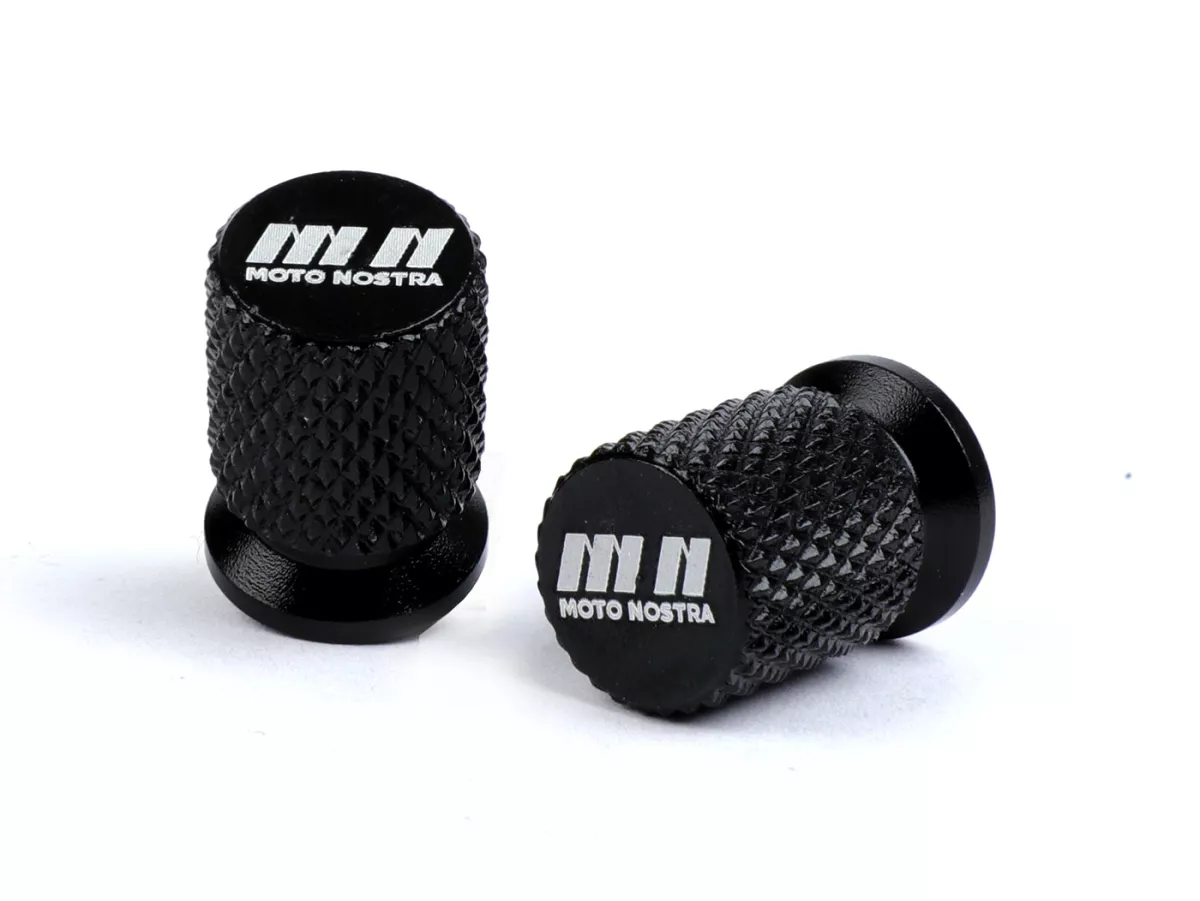 Valve caps -MOTO NOSTRA, CNC, shiny black-