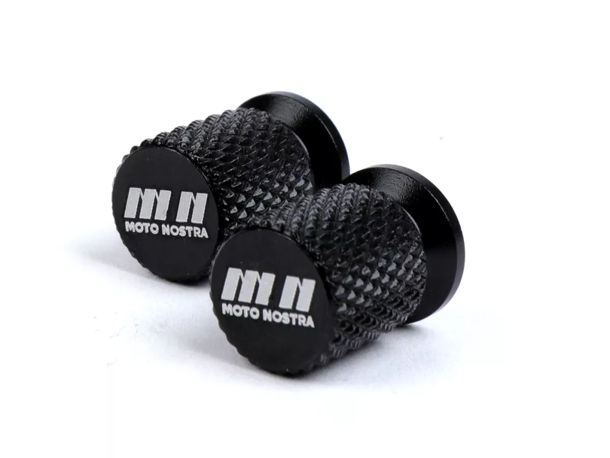 Valve caps -MOTO NOSTRA, CNC, shiny black-