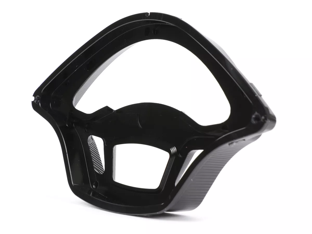 Speedo cover -MOTO NOSTRA, CNC, black shiny- Vespa GTS 125 (ZAPMA3100, ZAPMA3200, ZAPMA3700), Vespa GTS 150 (ZAPMA3200, ZAPMA3100), Vespa GTS 250 (ZAPM45100), Vespa GTS 300 (ZAPM45200, ZAPM45202, ZAPMA3300), Vespa GTS HPE 300 (ZAPMA3600, ZAPMD310), Vespa