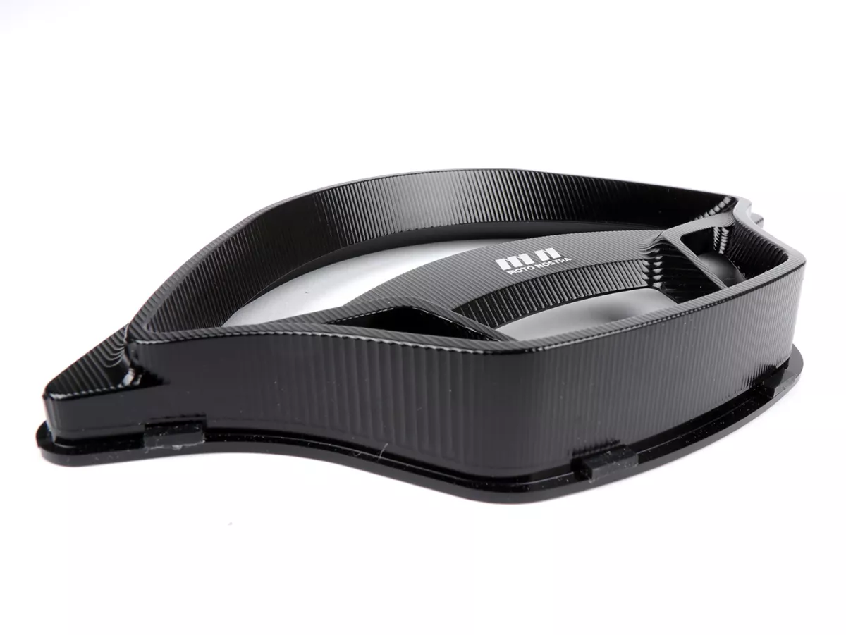 Speedo cover -MOTO NOSTRA, CNC, black shiny- Vespa GTS 125 (ZAPMA3100, ZAPMA3200, ZAPMA3700), Vespa GTS 150 (ZAPMA3200, ZAPMA3100), Vespa GTS 250 (ZAPM45100), Vespa GTS 300 (ZAPM45200, ZAPM45202, ZAPMA3300), Vespa GTS HPE 300 (ZAPMA3600, ZAPMD310), Vespa