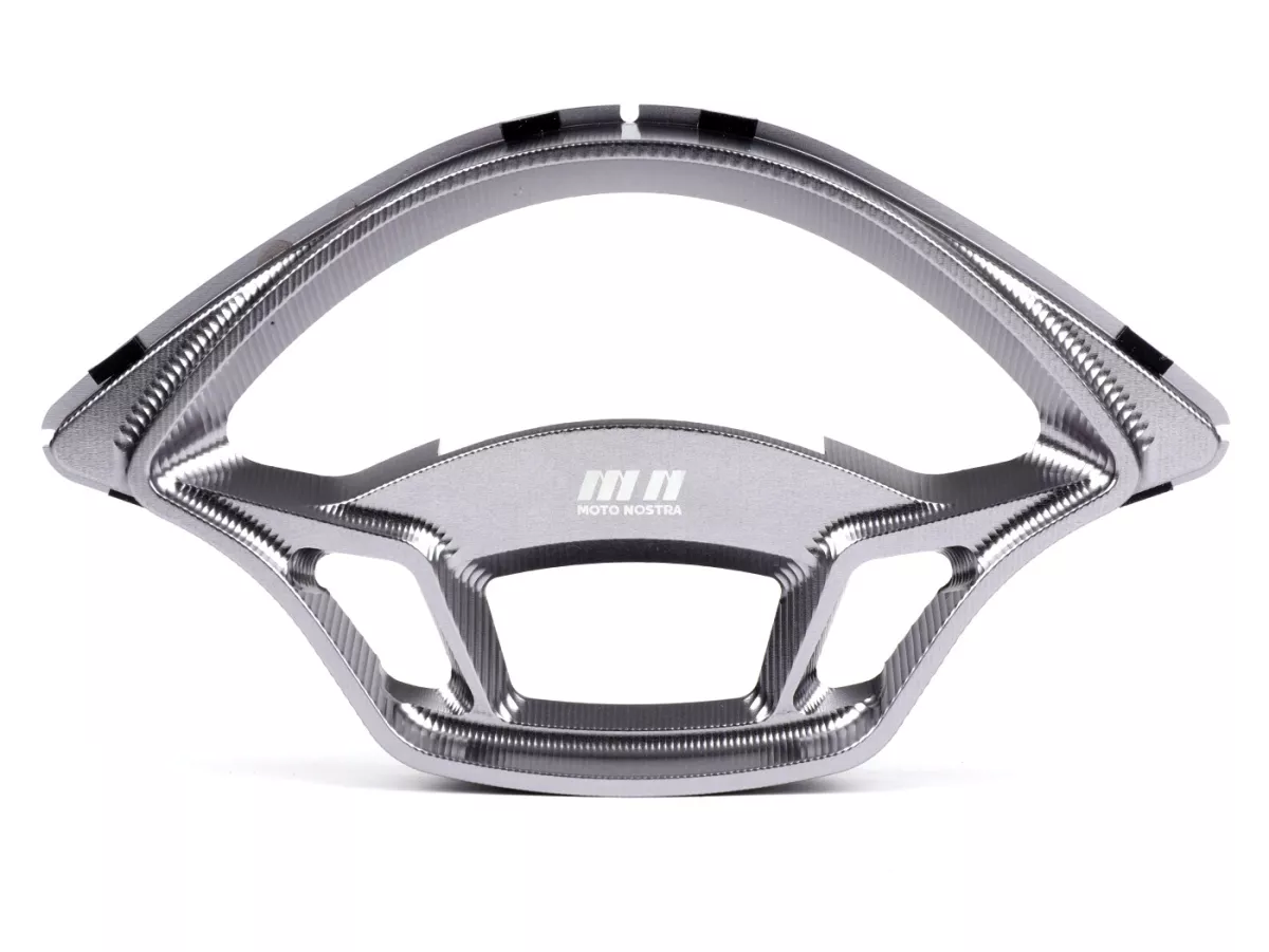 Speedo cover -MOTO NOSTRA, CNC, grey- Vespa GTS 125 (ZAPMA3100, ZAPMA3200, ZAPMA3700), Vespa GTS 150 (ZAPMA3200, ZAPMA3100), Vespa GTS 250 (ZAPM45100), Vespa GTS 300 (ZAPM45200, ZAPM45202, ZAPMA3300), Vespa GTS HPE 300 (ZAPMA3600, ZAPMD310), Vespa GTS Sup