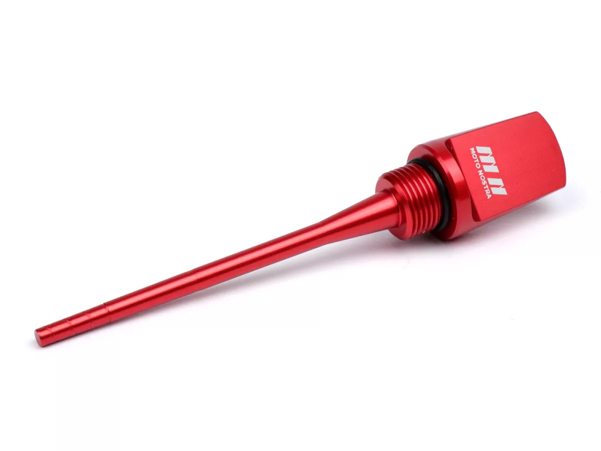 Oil filler cap with dipstick -MOTO NOSTRA- CNC red - motoroil - Vespa GTS HPE 300 (ZAPMA3600, ZAPMD310), Vespa GTS Super 125 (ZAPM45300, ZAPM45301), Vespa GTS Super HPE 300 (ZAPMA360, ZAPMD3100), Vespa GTS Super Sport 125 (ZAPM45300), Vespa GTV HPE 300 (Z