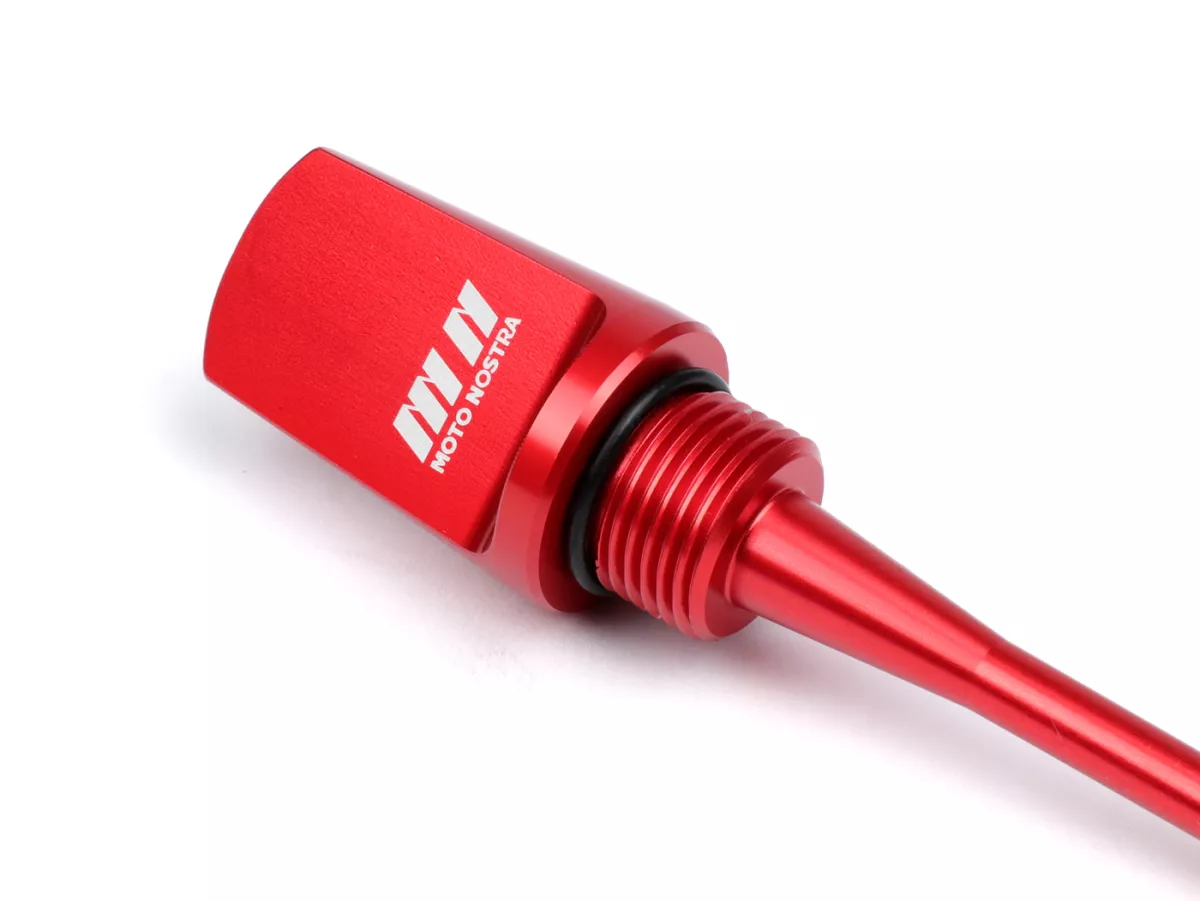 Oil filler cap with dipstick -MOTO NOSTRA- CNC red - motoroil - Vespa GTS HPE 300 (ZAPMA3600, ZAPMD310), Vespa GTS Super 125 (ZAPM45300, ZAPM45301), Vespa GTS Super HPE 300 (ZAPMA360, ZAPMD3100), Vespa GTS Super Sport 125 (ZAPM45300), Vespa GTV HPE 300 (Z
