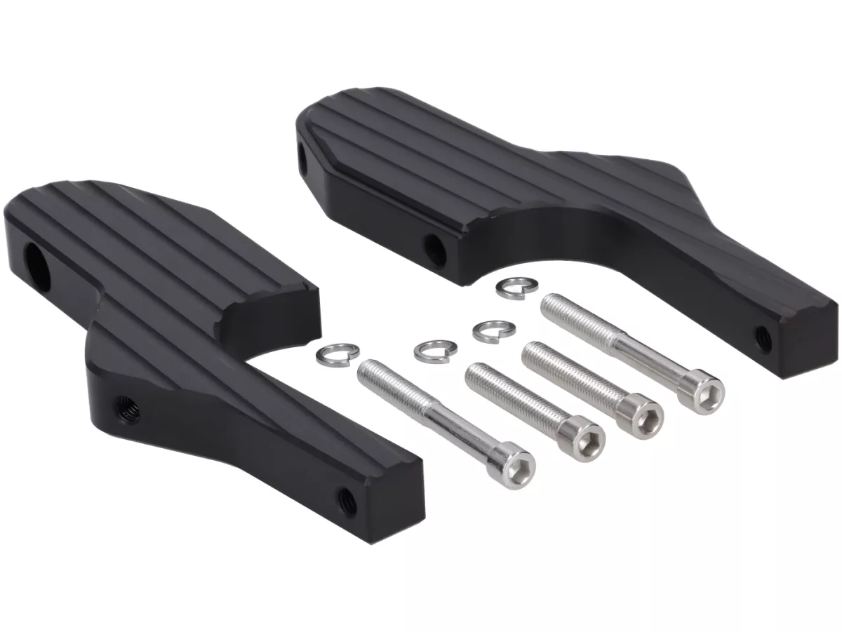 Adaptateur de repose-pieds passager -MOTO NOSTRA, CNC, noir mat- Vespa GT, GTL, GTS, GTV 125-310