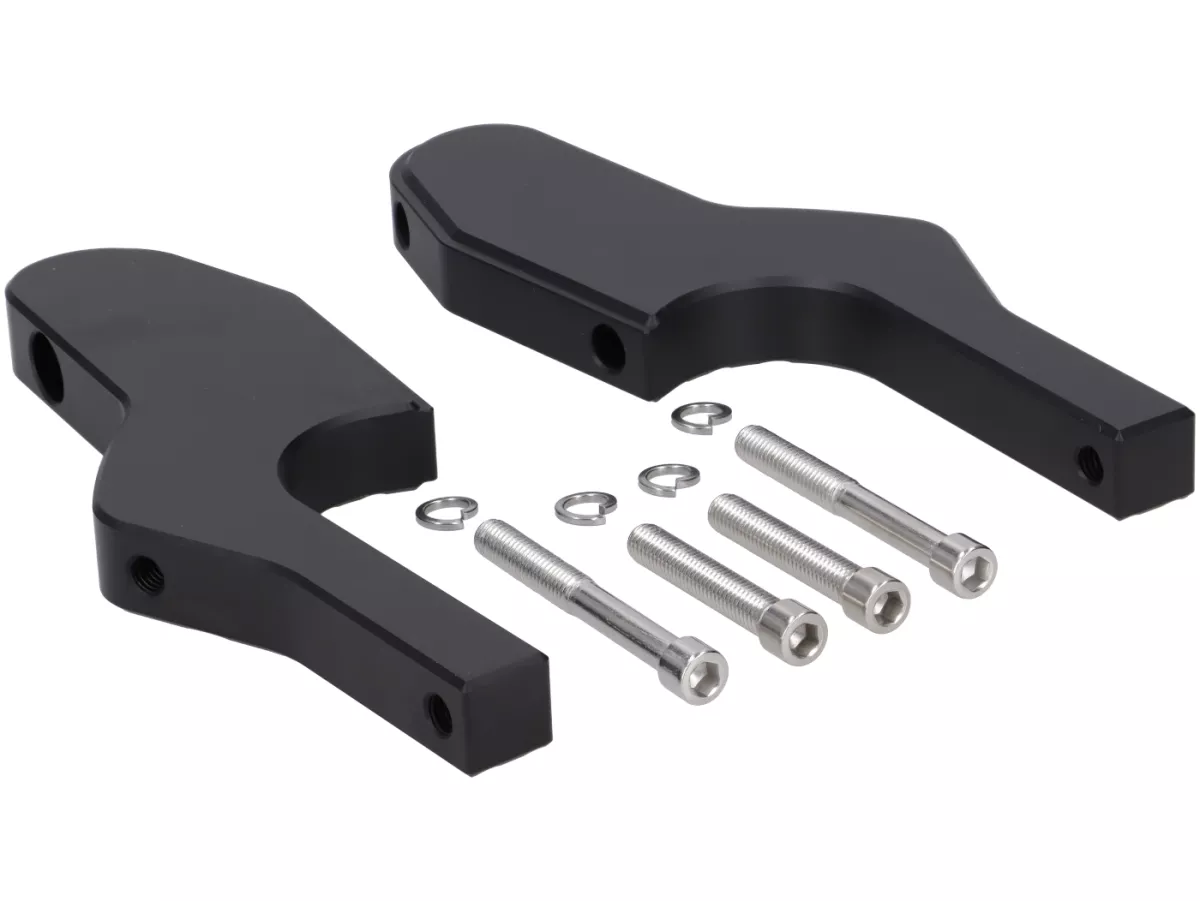 Adaptateur de repose-pieds passager -MOTO NOSTRA, CNC, noir mat- Vespa GT, GTL, GTS, GTV 125-310
