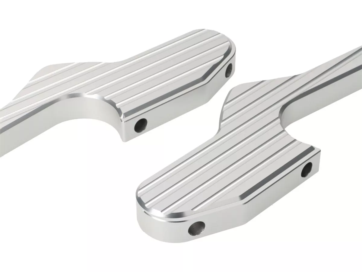 Pair of foot peg adapters for pillion rider -MOTO NOSTRA, CNC, silver- Vespa GT, GTL, GTS, GTV 125-310