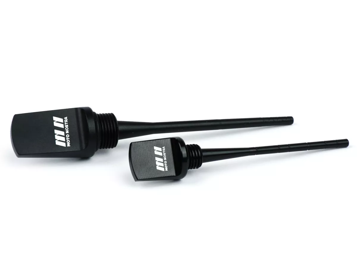 Kit vis de remplissage d'huile avec jauge, huile moteur + huile de transmission -MOTO NOSTRA, CNC, noir mat- Vespa GTS HPE 300 (ZAPMA3600, ZAPMD310), Vespa GTS Super 125 (ZAPM45300, ZAPM45301), Vespa GTS Super HPE 300 (ZAPMA360, ZAPMD3100), Vespa GTS Supe