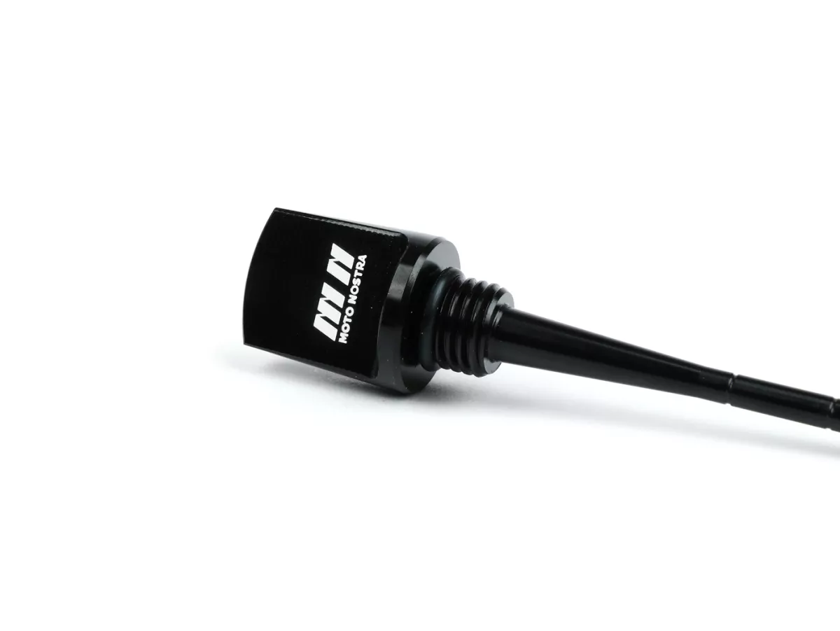 Asta olio cambio -MOTO NOSTRA, CNC, nero lucido- Piaggio 50-500 ccm