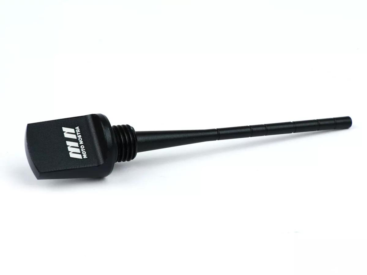 Varilla de aceite de la caja de cambios -MOTO NOSTRA, CNC, negro mate- Piaggio 50-500 ccm