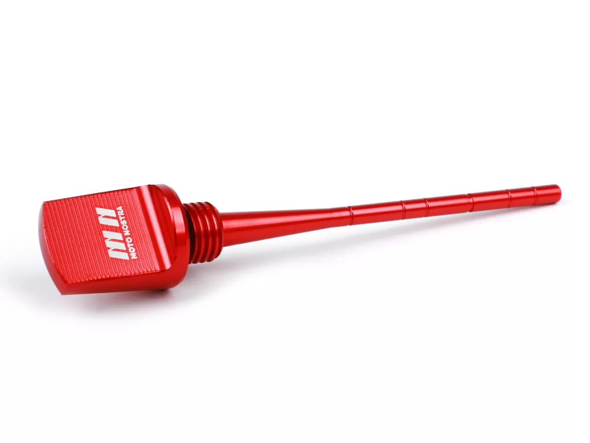 Varilla de aceite de la caja de cambios -MOTO NOSTRA, CNC, rojo- Piaggio 50-500 ccm