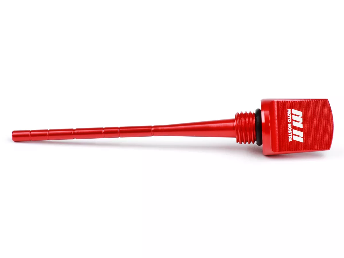 Varilla de aceite de la caja de cambios -MOTO NOSTRA, CNC, rojo- Piaggio 50-500 ccm