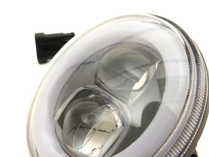 Faro -MOTO NOSTRA- LED HighPower - Ø=120mm - 12V DC - con etichettatura E9 - per conversione di Lambretta LI/TV (serie 1-3), Jet, Vespa SS50, SS90, PV125, ET3, Super, VNB, VBA, VBB, GS150 / GS3, GS160 / GS4 (VSB1T)