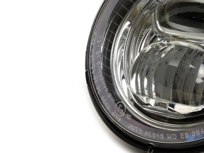 Koplamp (verchroomde reflector) -MOTO NOSTRA- LED HighPower - Ø=143mm (5 3/4) - 12V DC - met E9 markering - voor ombouw van bijv. Vespa PX, Cosa, Sprint, GTR, Rally