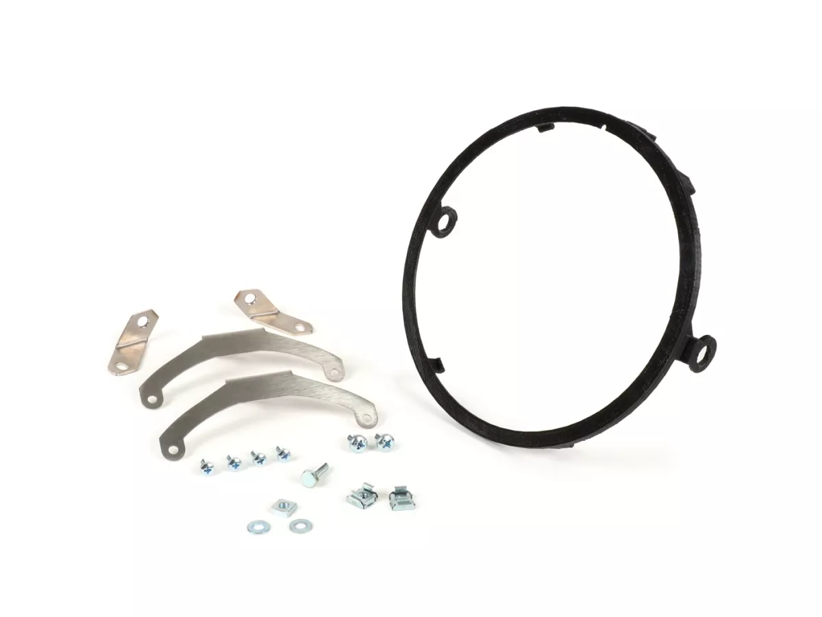 Headlight mounting ring set -MOTO NOSTRA- LED HighPower - Ø=143mm (5 3/4)- to mount headlight on steering head Vespa PX, LML Star, Stella