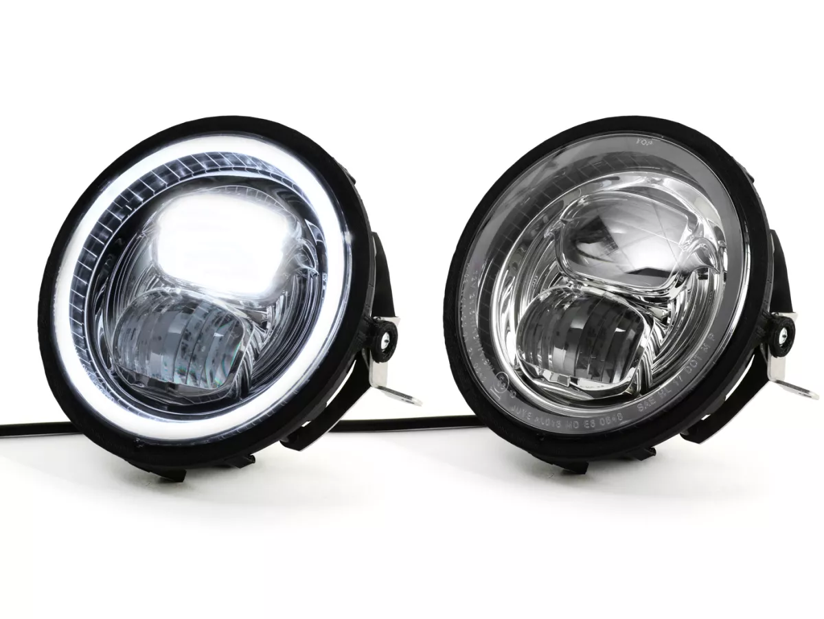 Koplamp incl. conversie frame en koplampbeugel -MOTO NOSTRA- LED HighPower - Ø=143mm (5 3/4) - 12V DC - met E9 markering - voor conversie van Vespa PX