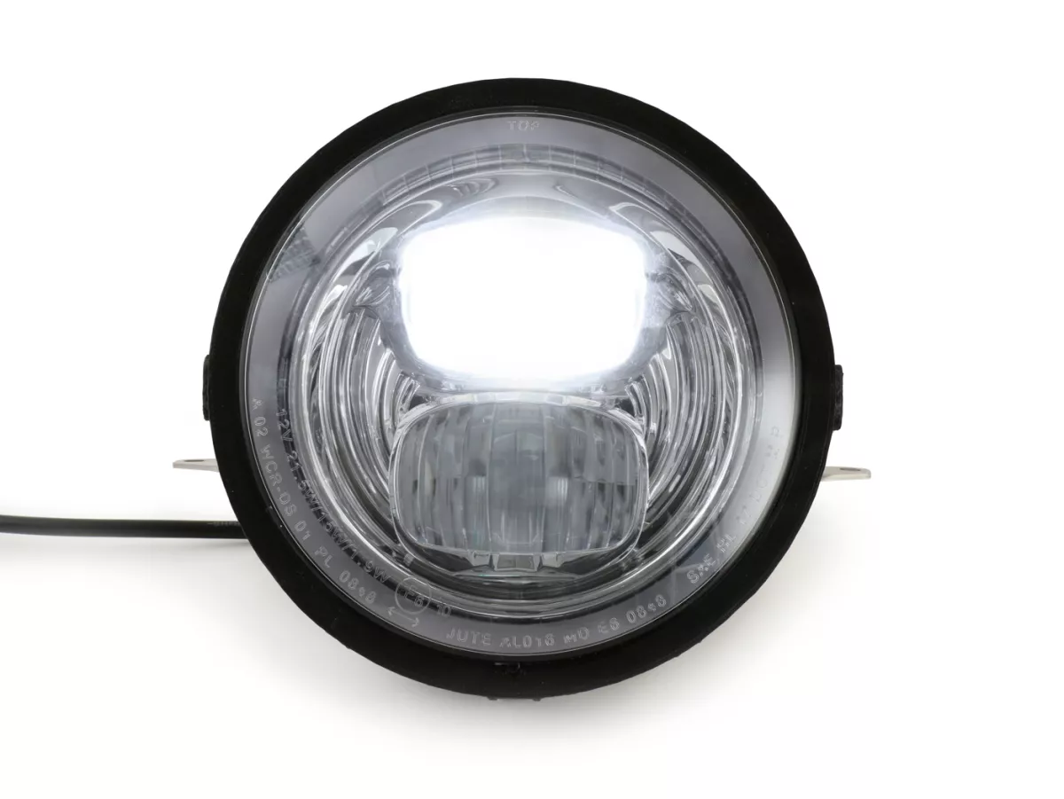 Koplamp incl. conversie frame en koplampbeugel -MOTO NOSTRA- LED HighPower - Ø=143mm (5 3/4) - 12V DC - met E9 markering - voor conversie van Vespa PX