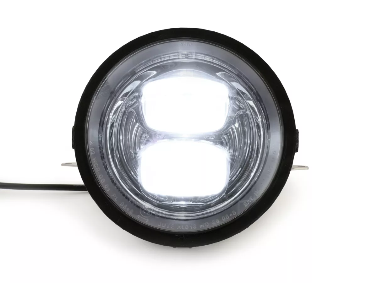 Koplamp incl. conversie frame en koplampbeugel -MOTO NOSTRA- LED HighPower - Ø=143mm (5 3/4) - 12V DC - met E9 markering - voor conversie van Vespa PX