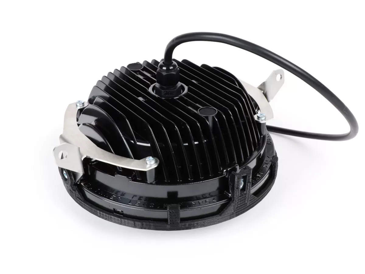 Koplamp incl. conversie frame en koplampbeugel -MOTO NOSTRA- LED HighPower - Ø=143mm (5 3/4) - 12V DC - met E9 markering - voor conversie van Vespa PX