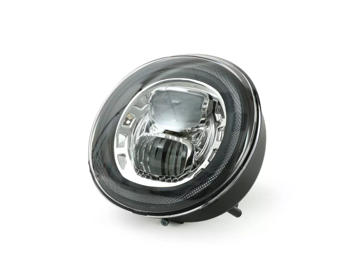 Faro delantero -MOTO NOSTRA- LED HighPower - GTS es decir Super 125-300 - (-2018, también apto para GT, GTS, GTL) - reflector cromado