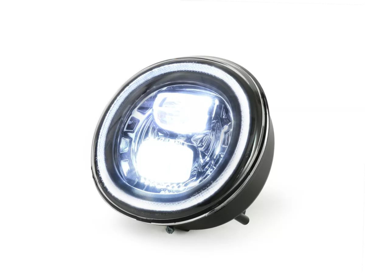 Faro delantero -MOTO NOSTRA- LED HighPower - GTS es decir Super 125-300 - (-2018, también apto para GT, GTS, GTL) - reflector cromado