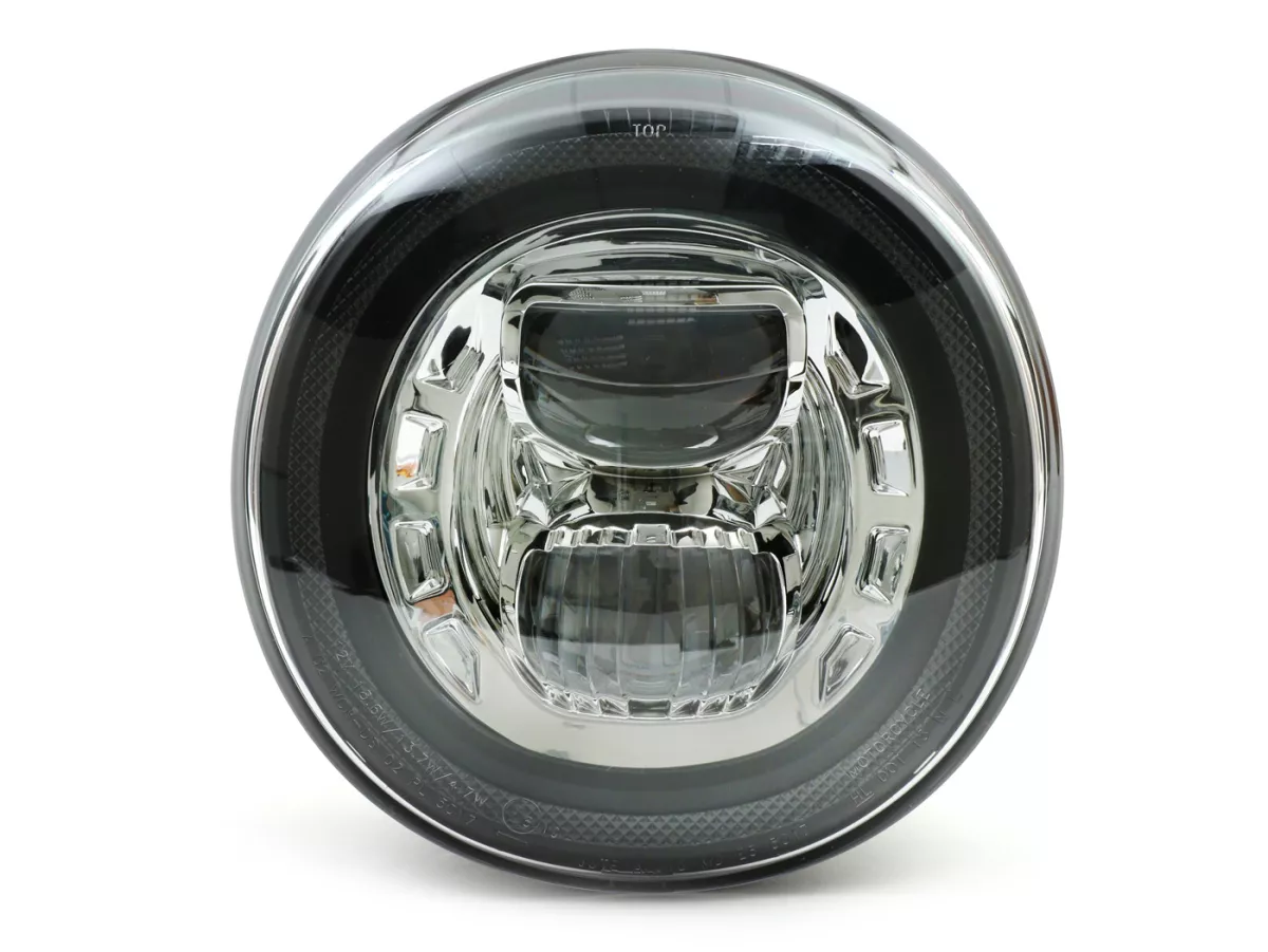 Faro delantero -MOTO NOSTRA- LED HighPower - GTS es decir Super 125-300 - (-2018, también apto para GT, GTS, GTL) - reflector cromado