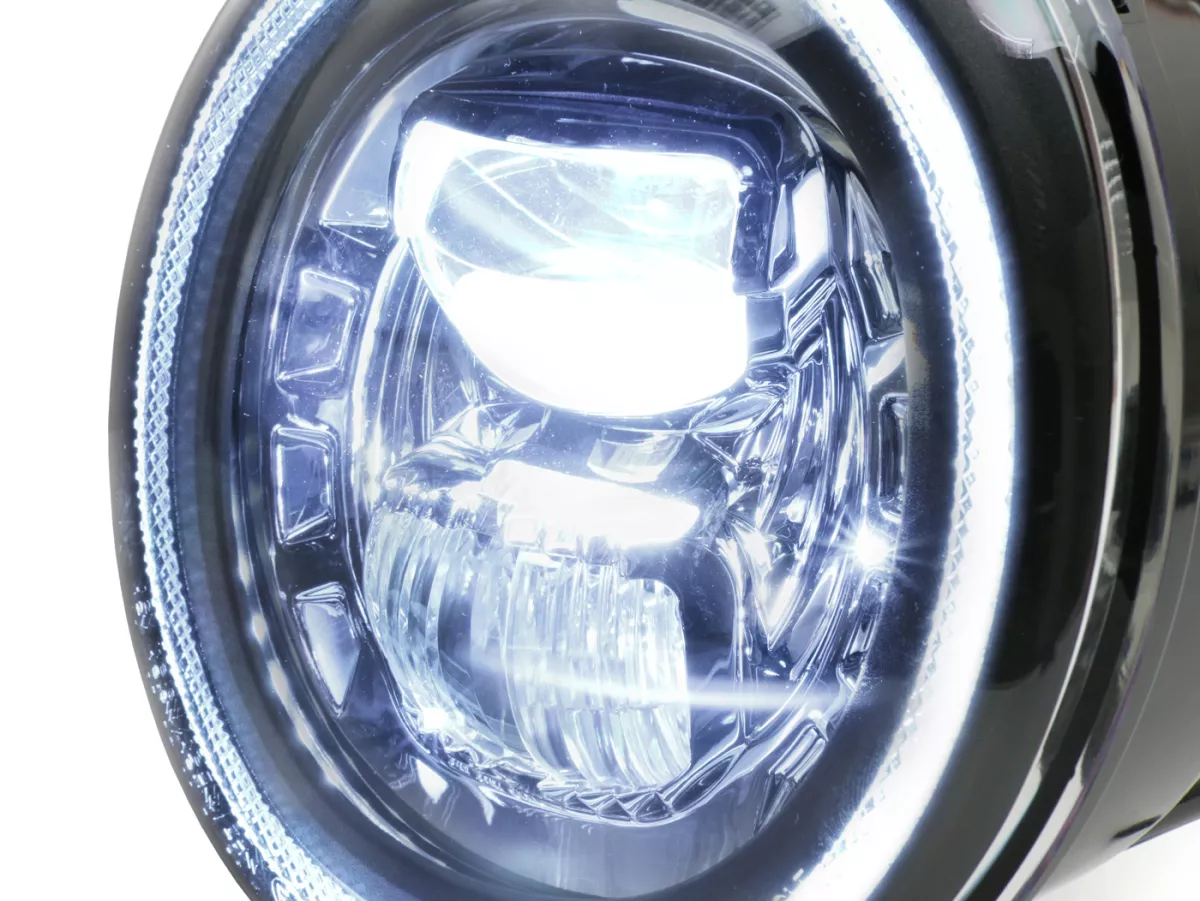 Faro delantero -MOTO NOSTRA- LED HighPower - GTS es decir Super 125-300 - (-2018, también apto para GT, GTS, GTL) - reflector cromado