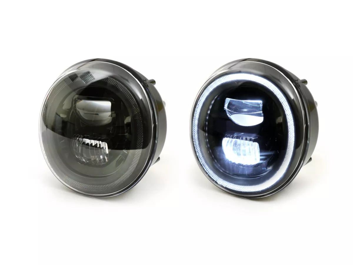 Lampu depan -MOTO NOSTRA- LED Daya Tinggi - GTS yaitu Super 125-300 - (-2018, juga cocok untuk GT, GTS, GTL) - reflektor hitam