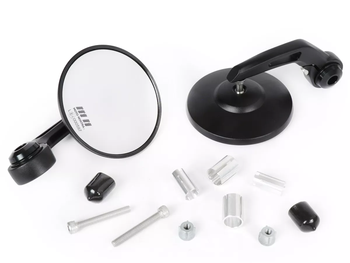 Mirror set -MOTO NOSTRA 1400- handle bar ends- aluminum- Ø=95mm- mat black anodised- E-marked