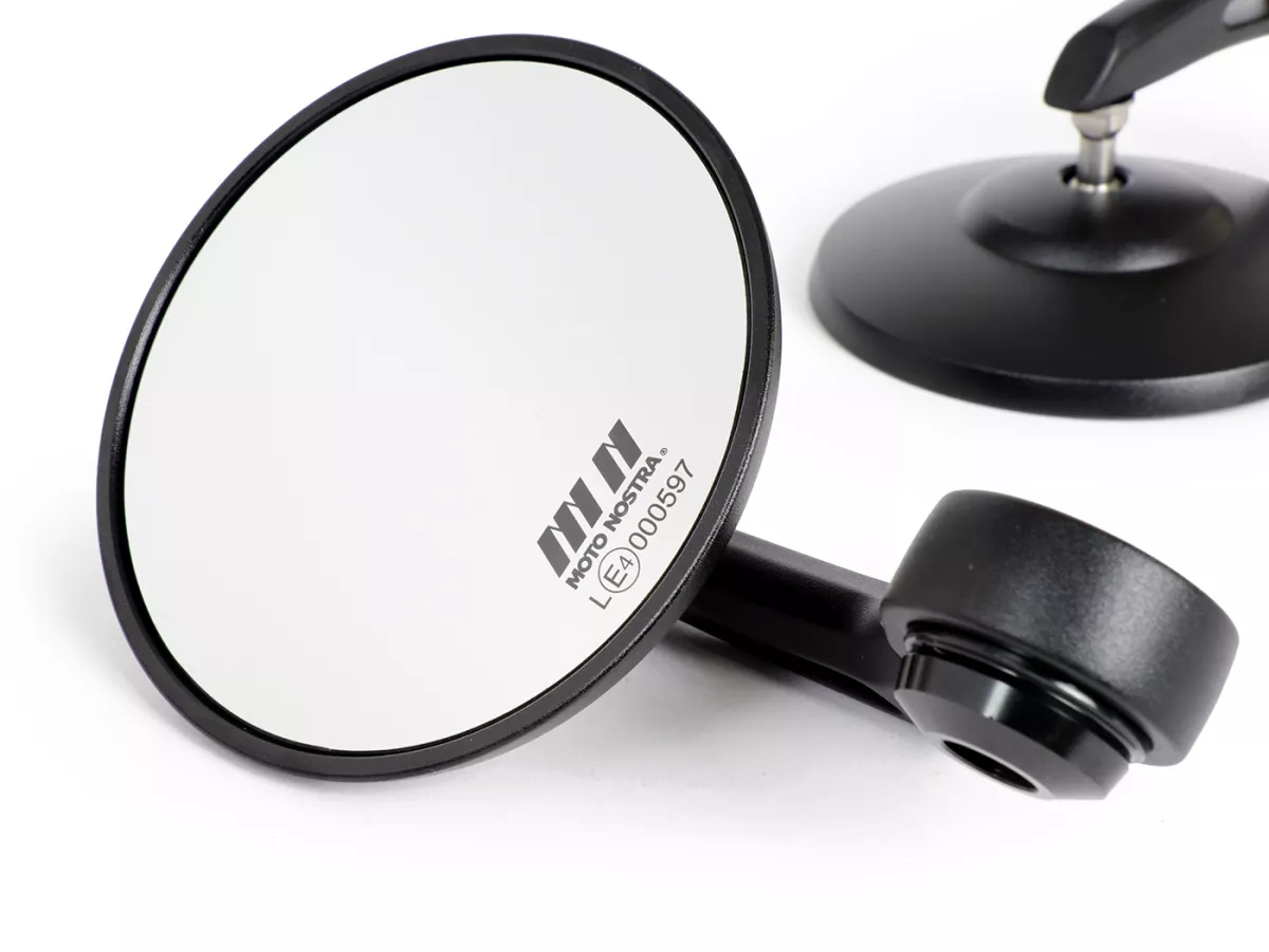 Mirror set -MOTO NOSTRA 1400- handle bar ends- aluminum- Ø=95mm- mat black anodised- E-marked