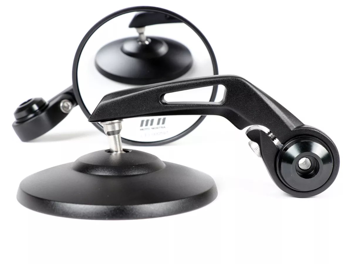 Mirror set -MOTO NOSTRA 1400- handle bar ends- aluminum- Ø=95mm- mat black anodised- E-marked