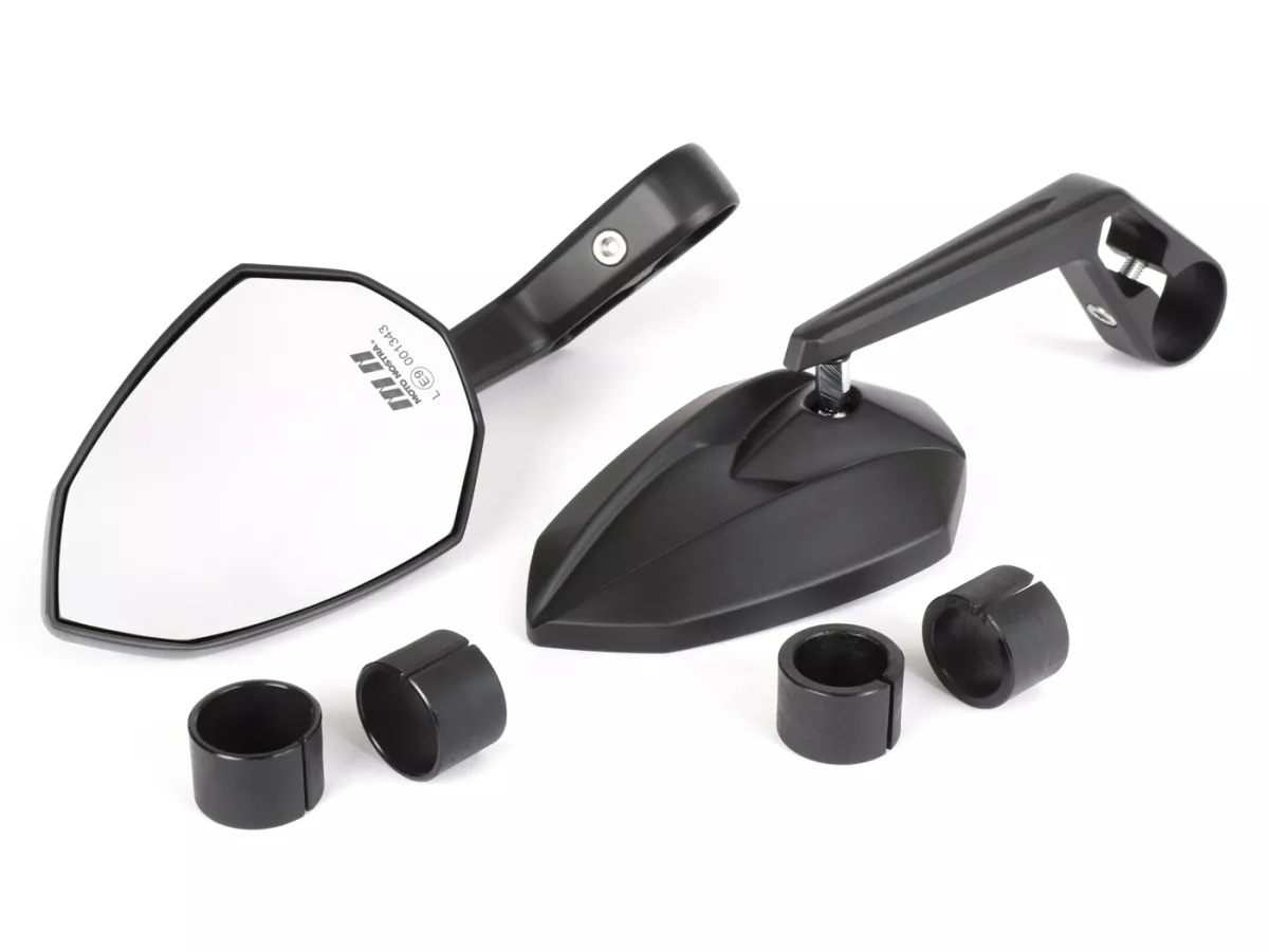 Mirror set -MOTO NOSTRA 1401- handlebar ends- aluminium- matt black anodized- E-marking