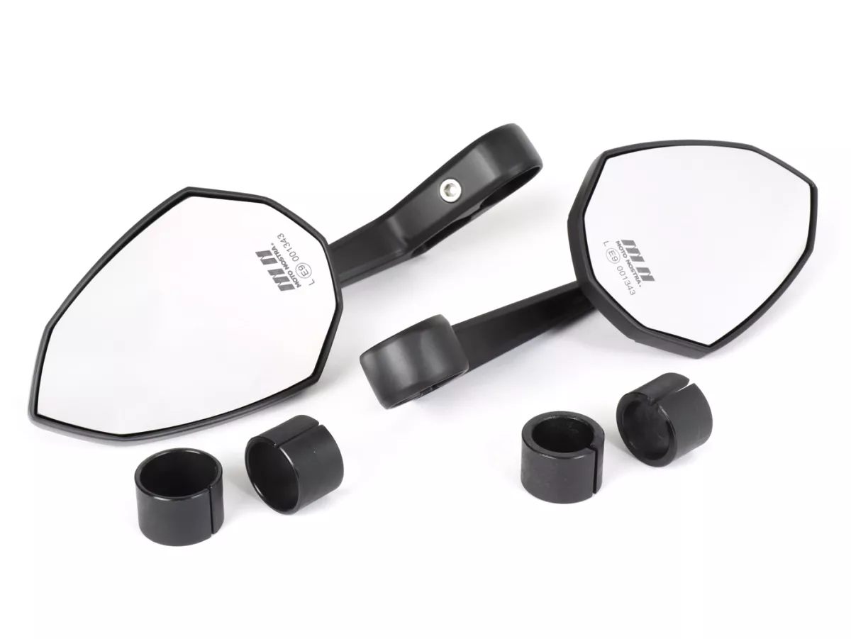 Mirror set -MOTO NOSTRA 1401- handlebar ends- aluminium- matt black anodized- E-marking