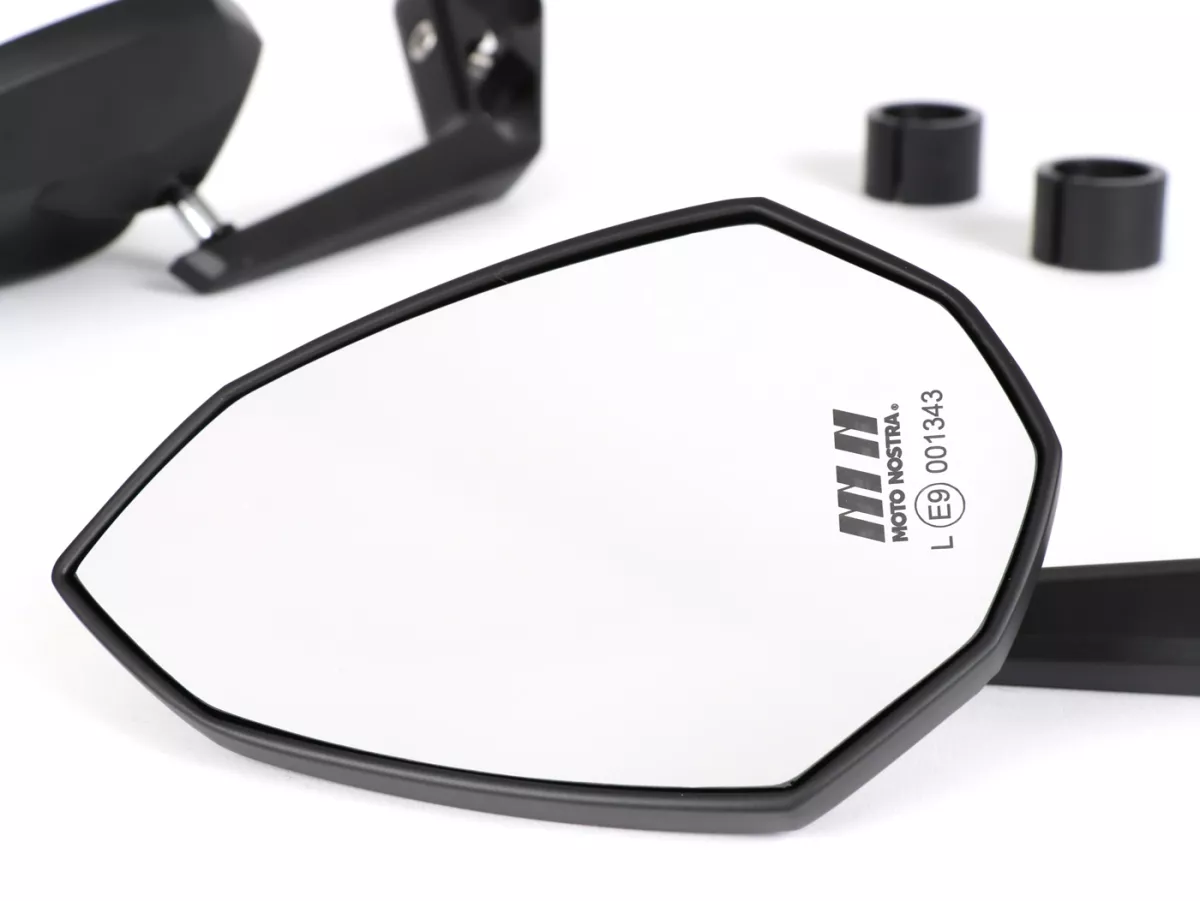 Mirror set -MOTO NOSTRA 1401- handlebar ends- aluminium- matt black anodized- E-marking