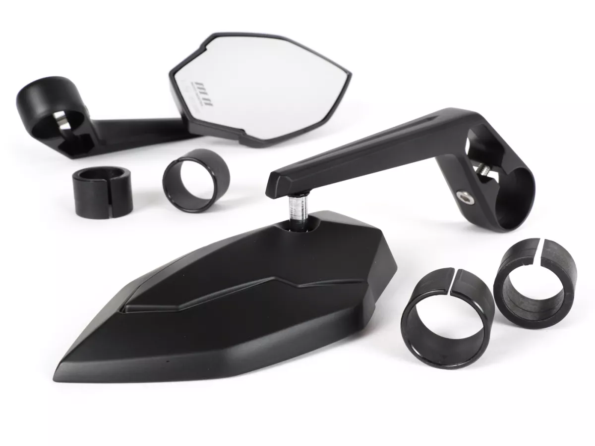Mirror set -MOTO NOSTRA 1401- handlebar ends- aluminium- matt black anodized- E-marking