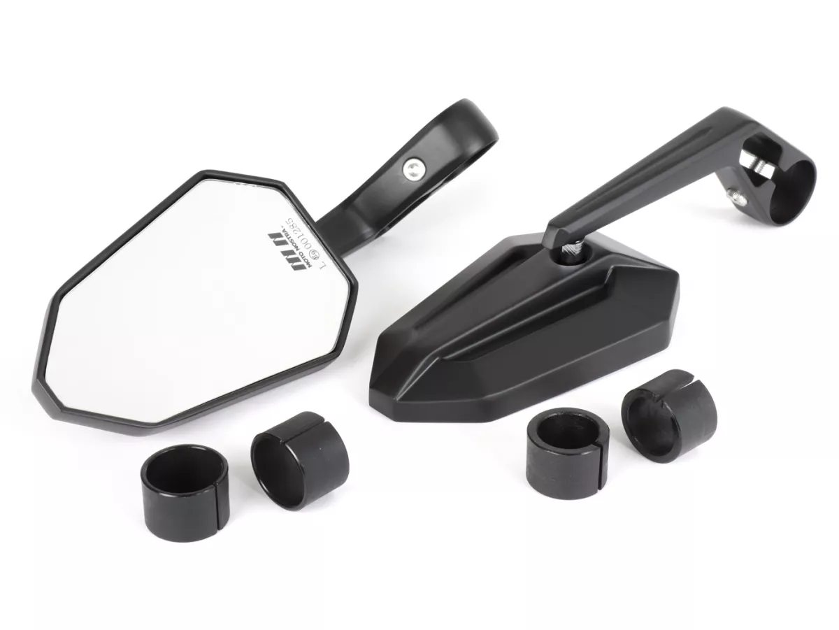 Mirror set -MOTO NOSTRA 1402- handlebar ends- aluminium- matt black anodized- E-marking