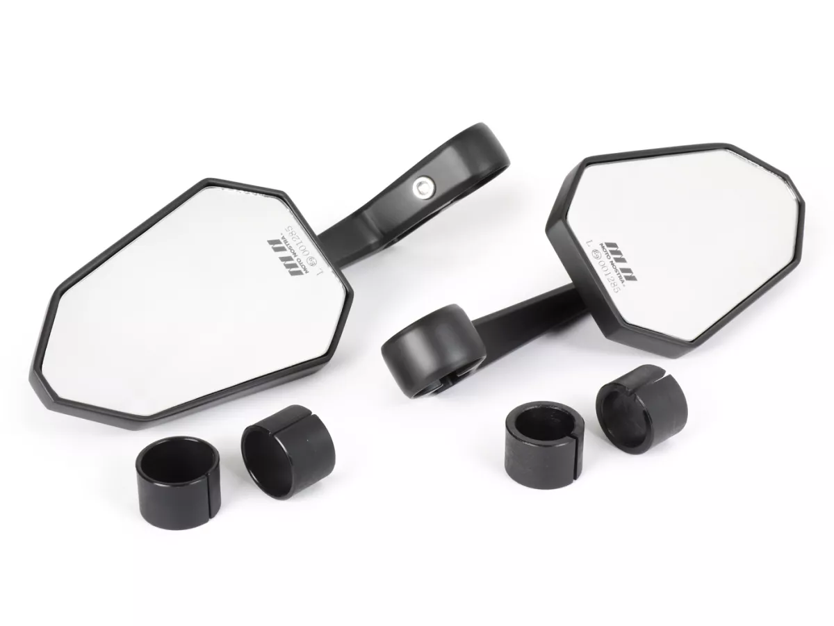 Mirror set -MOTO NOSTRA 1402- handlebar ends- aluminium- matt black anodized- E-marking
