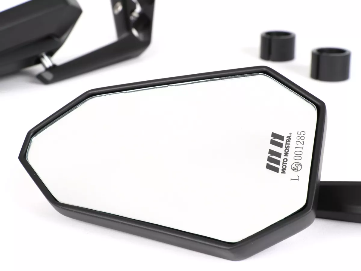 Mirror set -MOTO NOSTRA 1402- handlebar ends- aluminium- matt black anodized- E-marking