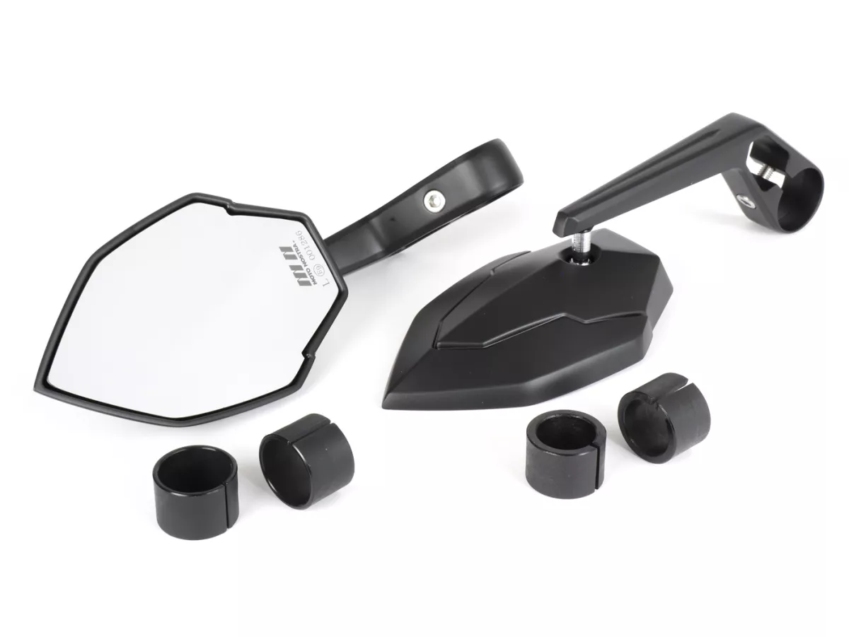 Mirror set -MOTO NOSTRA 1403- handlebar ends- aluminium- matt black anodized- E-marking