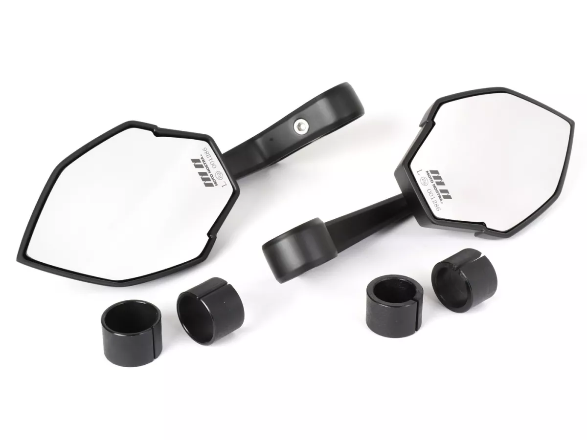 Mirror set -MOTO NOSTRA 1403- handlebar ends- aluminium- matt black anodized- E-marking