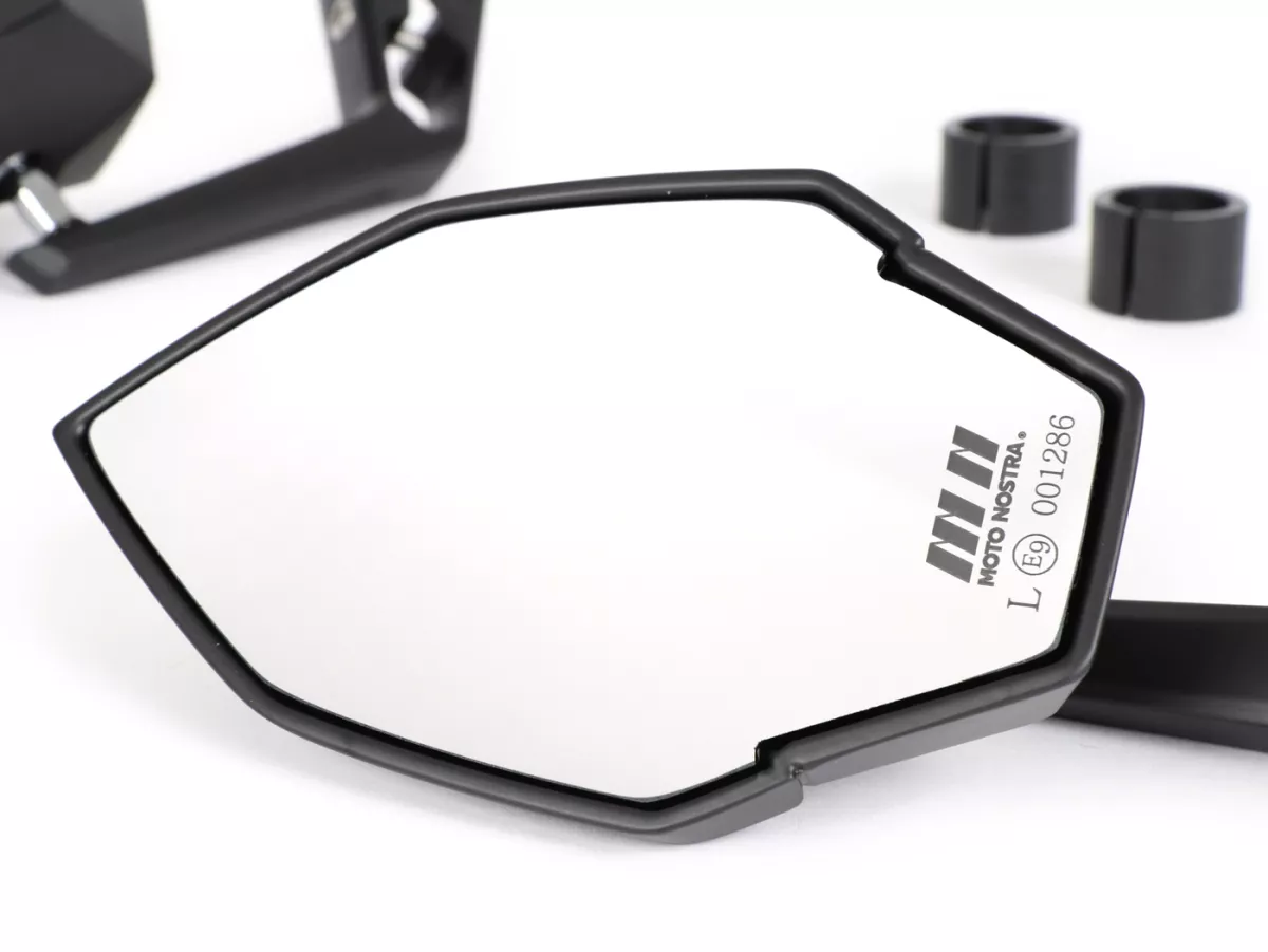 Mirror set -MOTO NOSTRA 1403- handlebar ends- aluminium- matt black anodized- E-marking