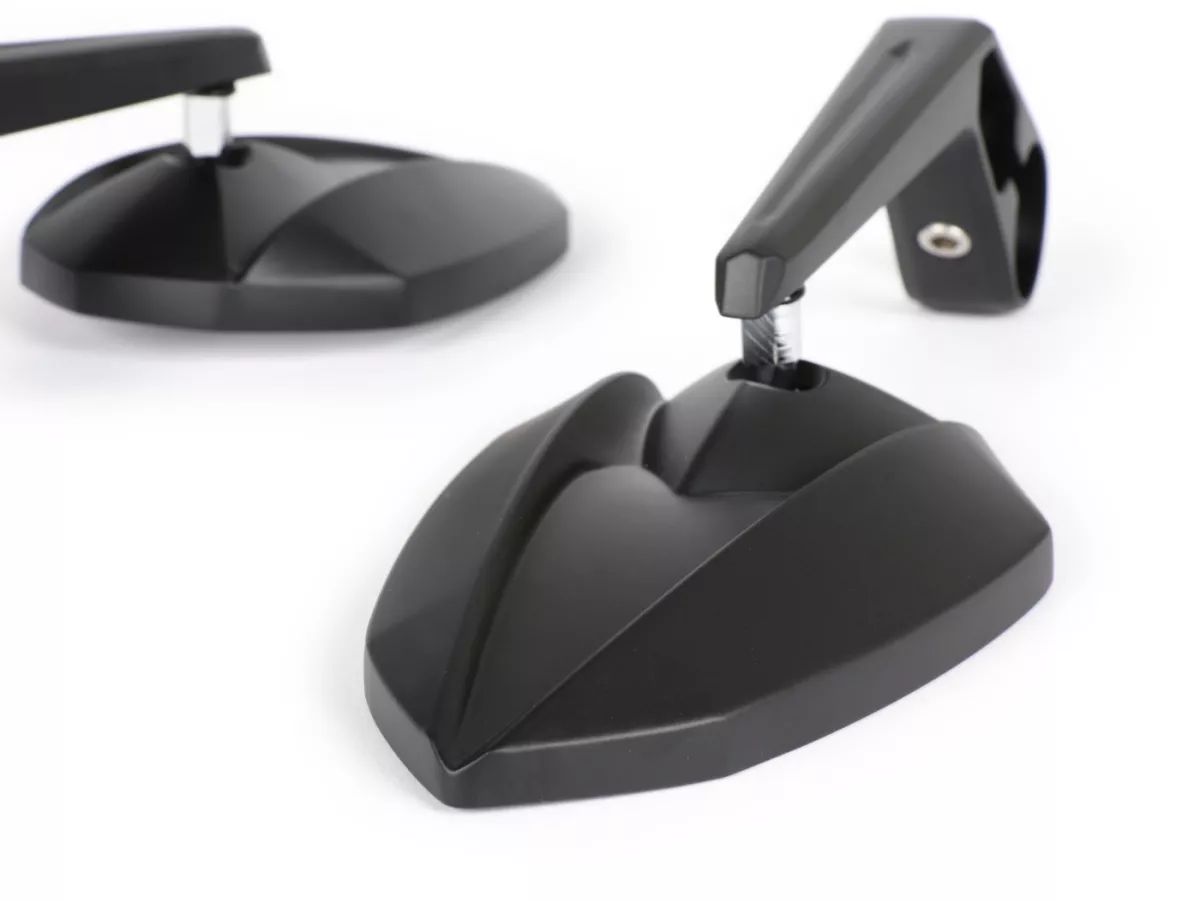 Mirror set -MOTO NOSTRA 1403- handlebar ends- aluminium- matt black anodized- E-marking