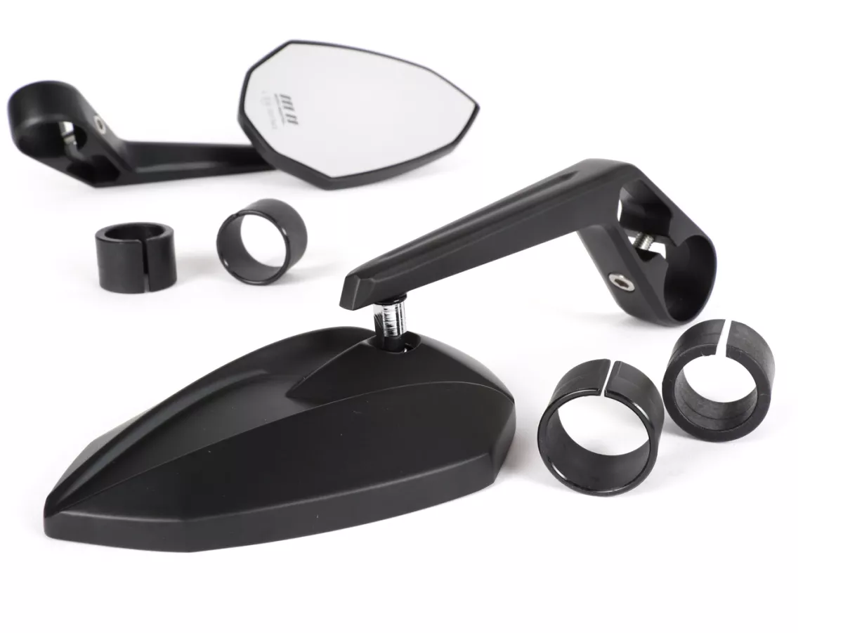 Mirror set -MOTO NOSTRA 1403- handlebar ends- aluminium- matt black anodized- E-marking