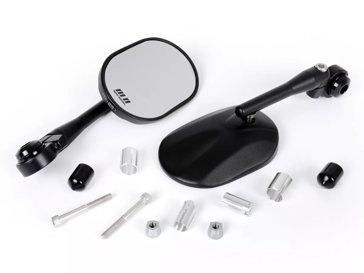 Spiegelset -MOTO NOSTRA 1404, aluminium CNC, stuureinden - zwart mat
