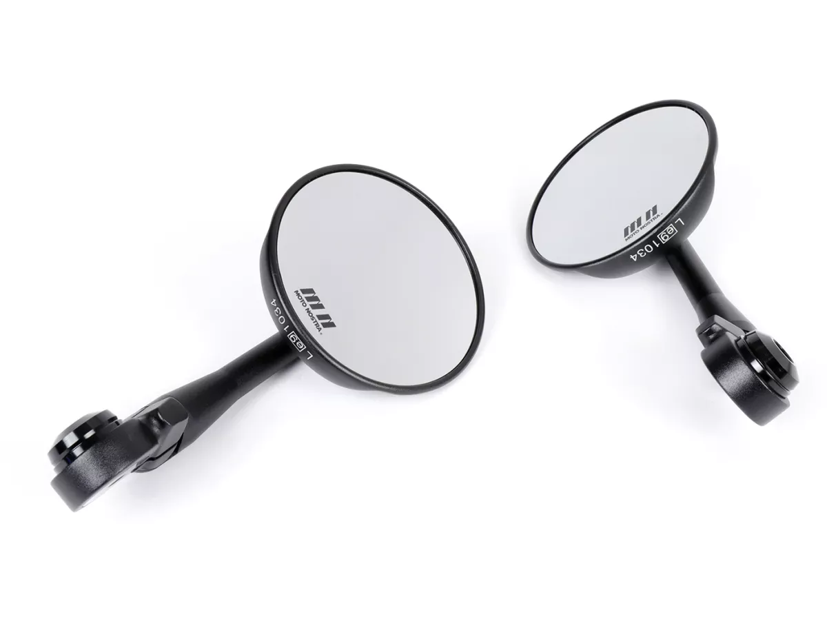Spiegelset -MOTO NOSTRA 1406, aluminium CNC, rond, stuuruiteinden- zwart mat