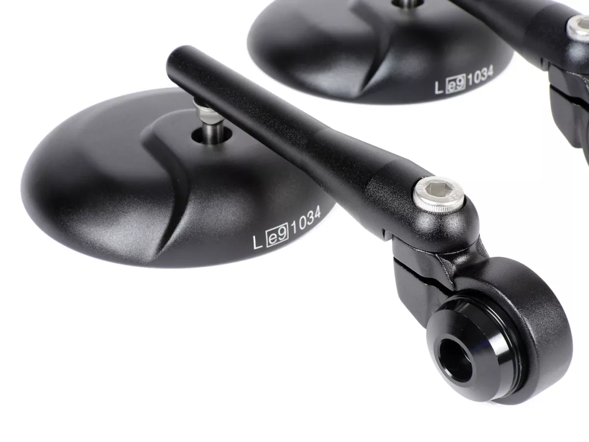 Spiegelset -MOTO NOSTRA 1406, aluminium CNC, rond, stuuruiteinden- zwart mat