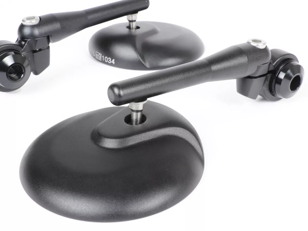 Spiegelset -MOTO NOSTRA 1406, aluminium CNC, rond, stuuruiteinden- zwart mat