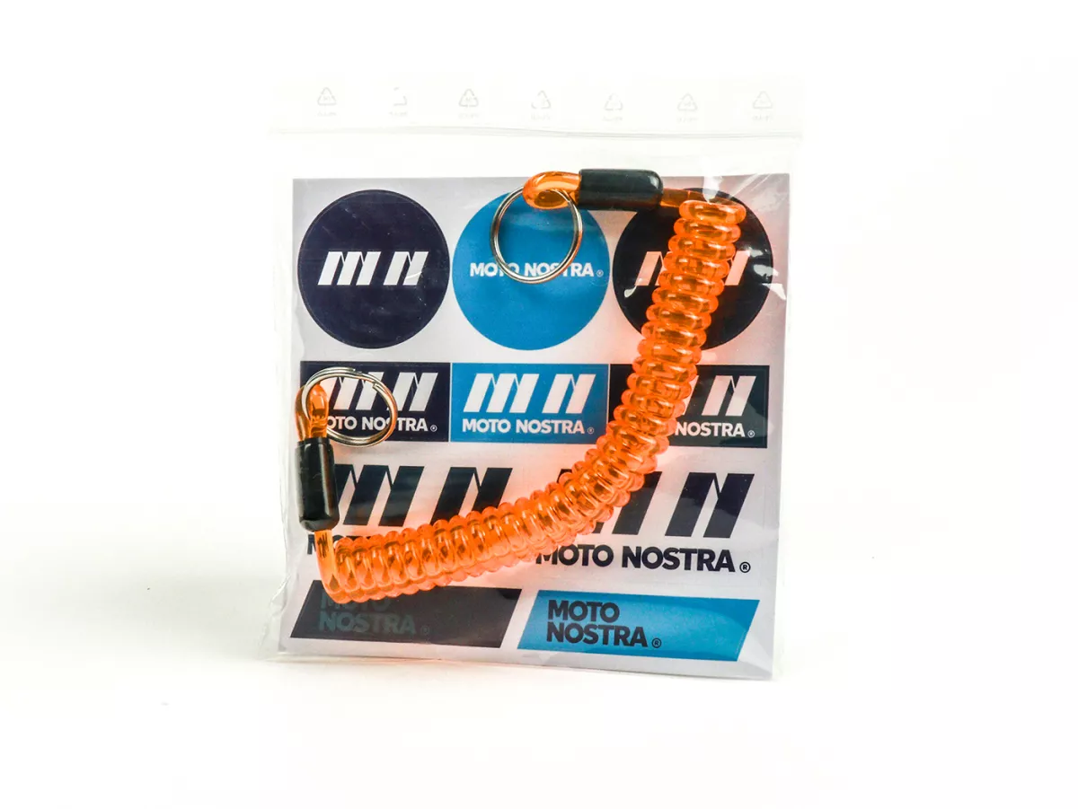 Kunci spiral - Gantungan kunci -MOTO NOSTRA- Panjang 150mm - Oranye